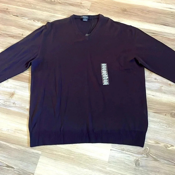 Giorgiolini V-Neck Sweater Mens XXL Brown 100% ExtraFine Merino Wool Italy NWT - Picture 2 of 12